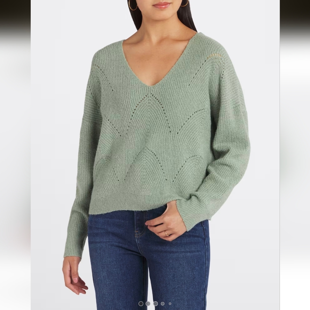 Pinque Dareen Lattice Back Pointelle Sweater- XL